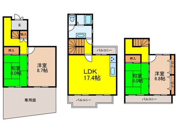 タウンハウス花屋敷　（B-6）の物件間取画像